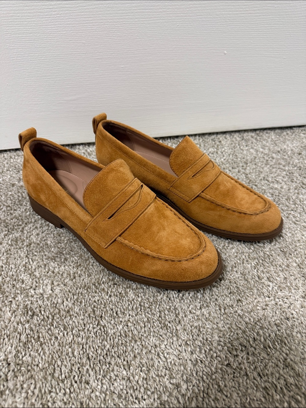 Cole Haan Women's Suede Penny Loafers in Camel